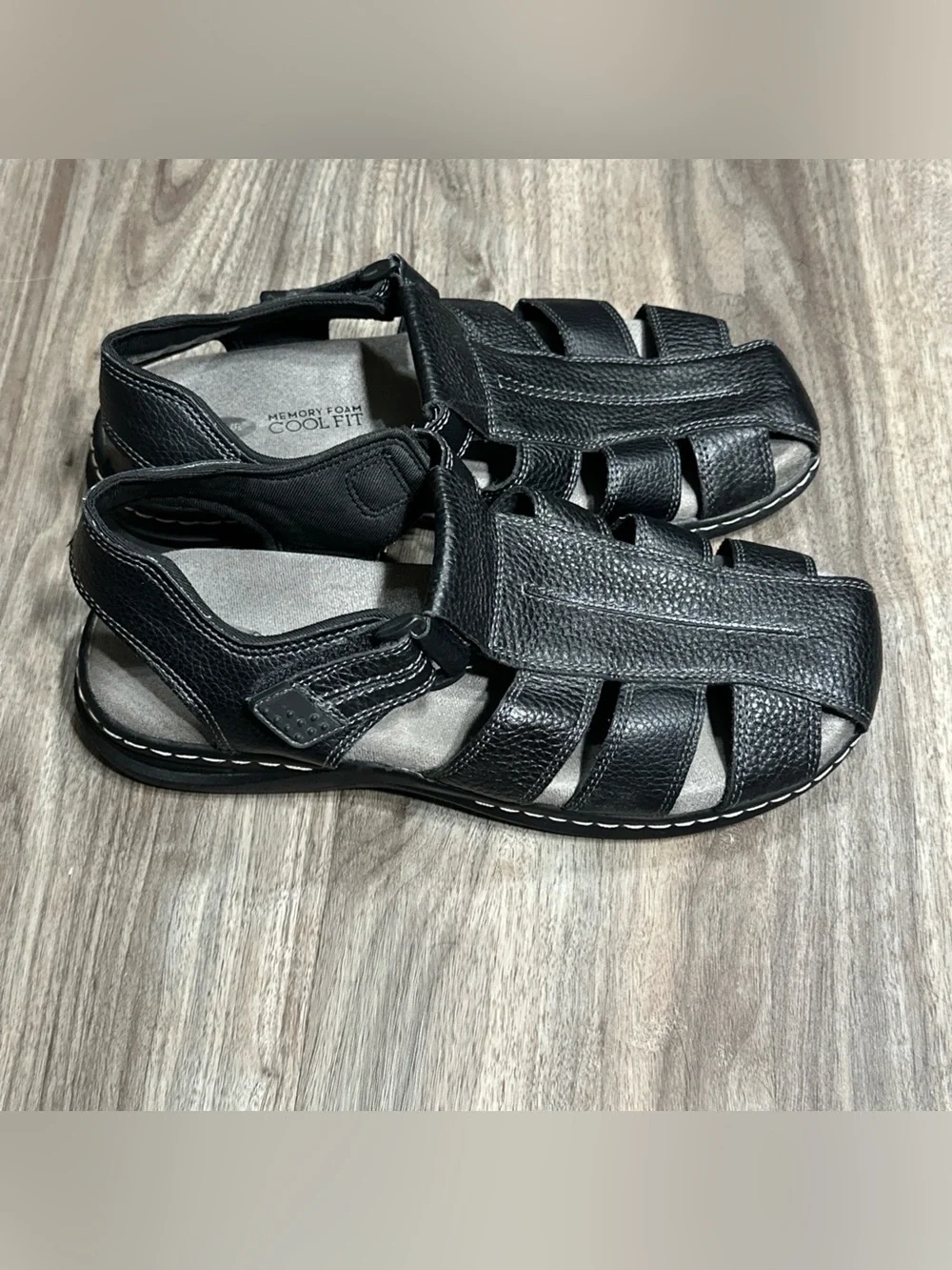 Dr. Scholl's Men's Black Leather Fisherman Sandals
